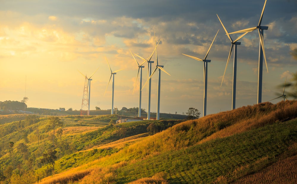 Wind turbines in an agricultural landscape