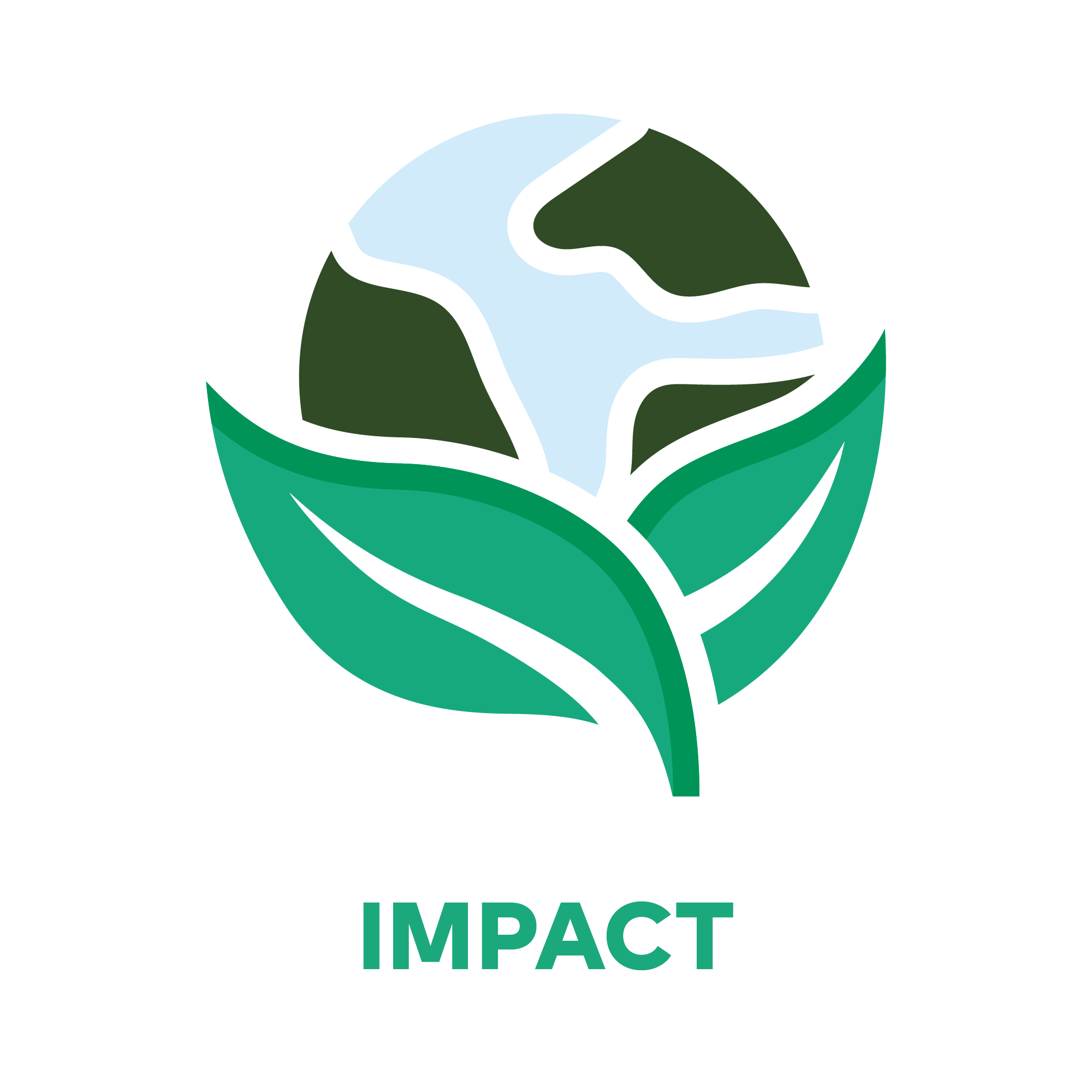 Une planète tenue par des feuilles de plantes au-dessus du titre Impact