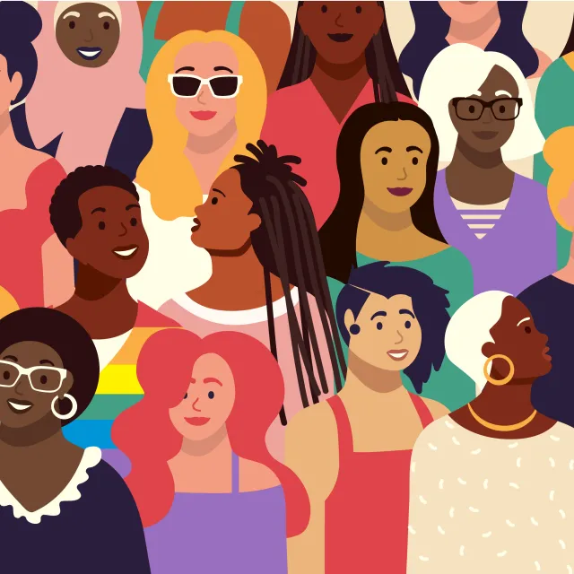 a group of diverse women standing 